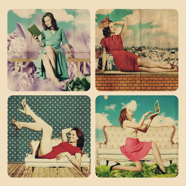 Collage de arte con hermosa mujer —  Fotos de Stock