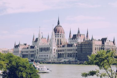 Hungarian parliament, Budapest on summer clipart