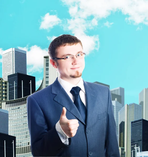 Happy business man in suit — Stock Photo, Image