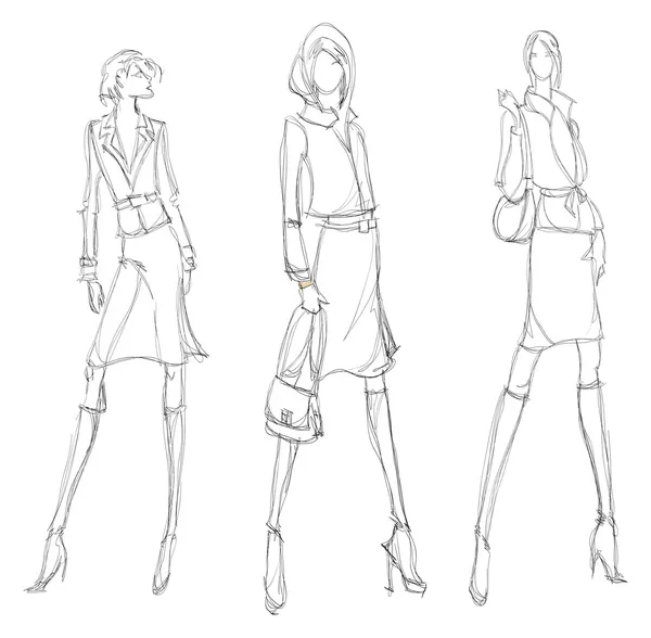 Fashion model sketch Stock Vectors, Royalty Free Fashion model sketch ...