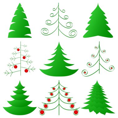 Christmas trees collection clipart