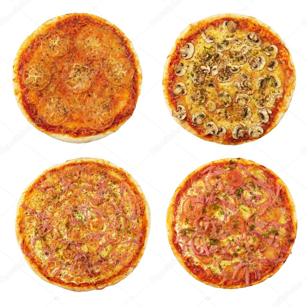 Four different pizzas
