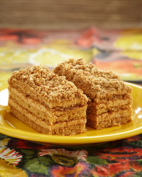 Stock image Two slices of honey cake