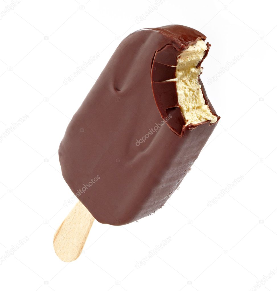 Ice cream covered with chocolate