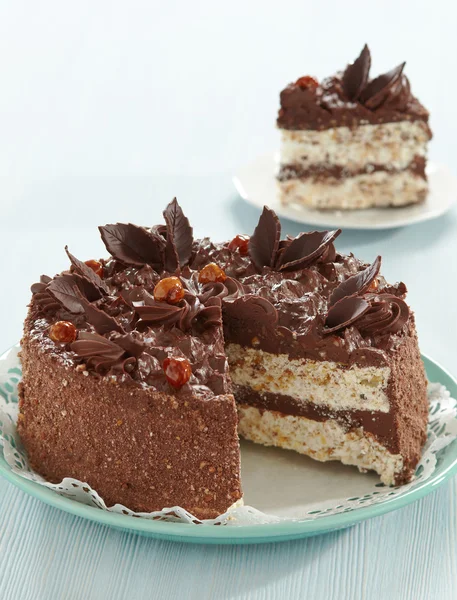 Chocolate and hazelnuts cake — Stock Photo, Image