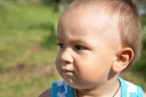 Pienen pojan muotokuva kesällä — kuvapankkivalokuva