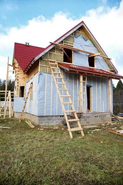 stock image The under construction wooden house