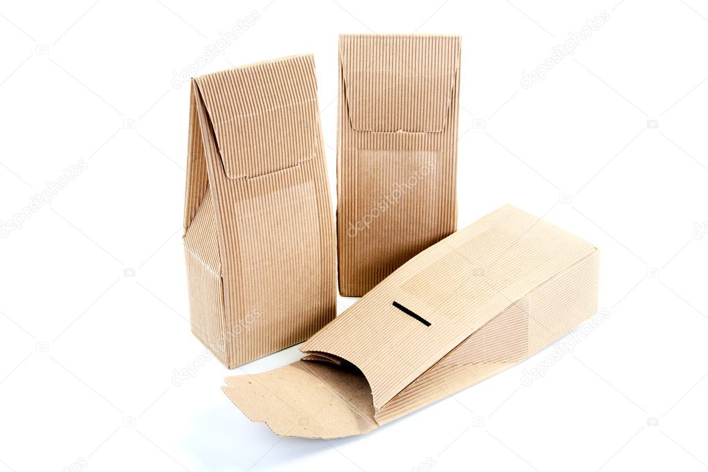 Boxes from the goffered cardboard isolated on a white backgroun
