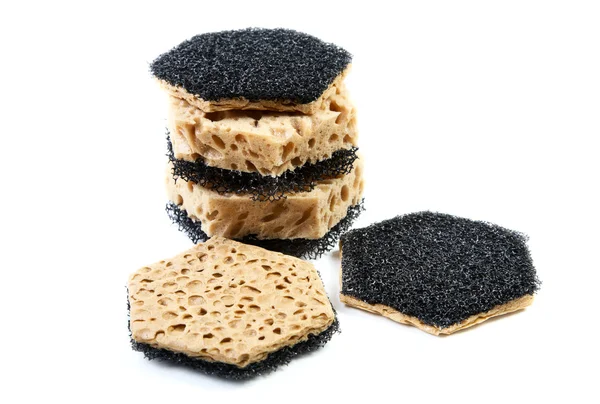 Kitchen sponges for ware washing on a white — Stock Photo, Image