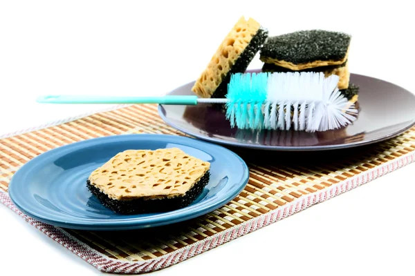 Kitchen sponges for ware washing on a white — Stock Photo, Image
