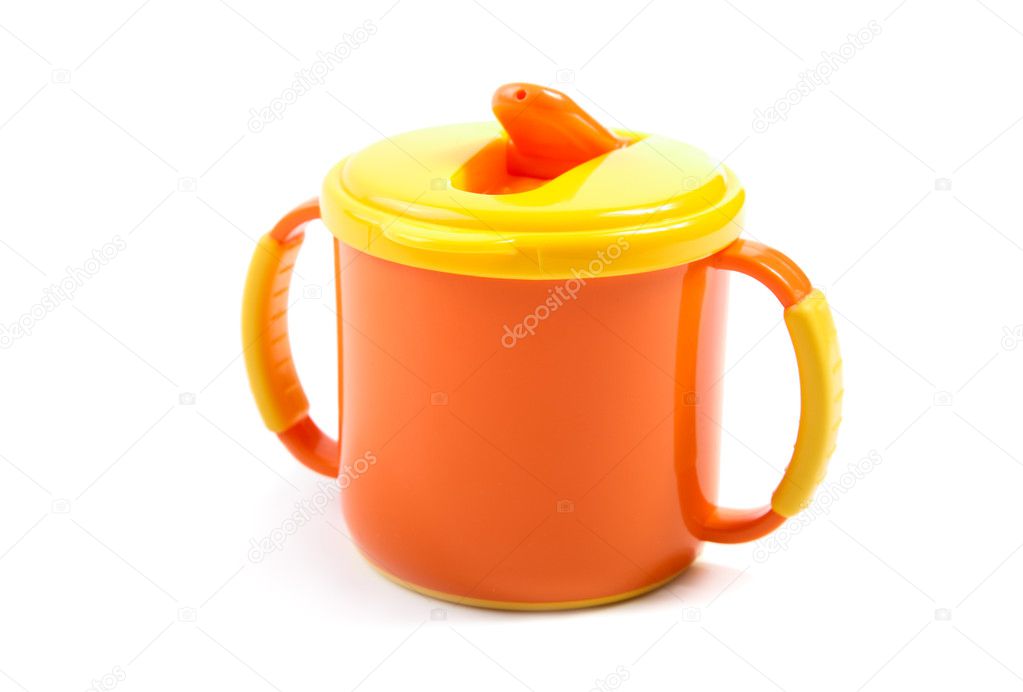 Children's plastic cups isolated