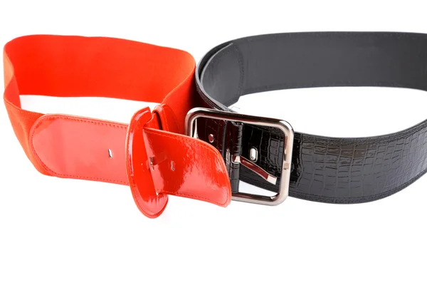 Black and red female belt on a white background — Stock Photo, Image