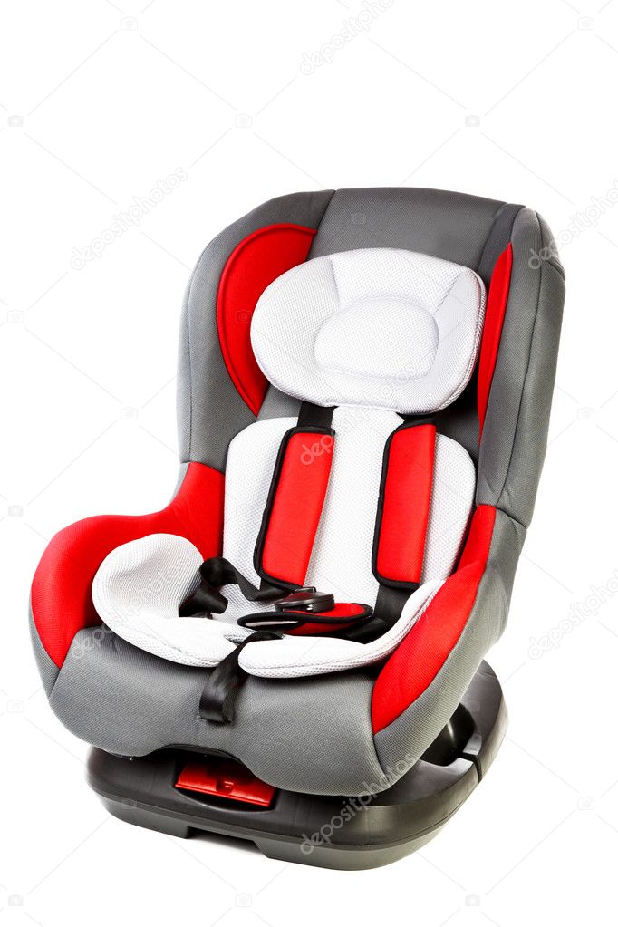 Children's automobile armchair isolated on a white