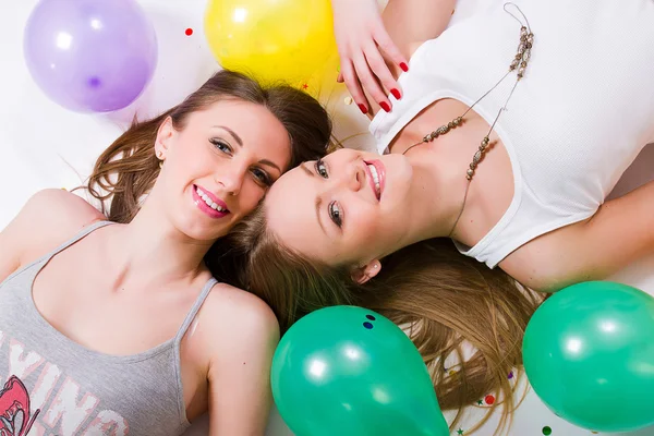 Happy womans with balloons — Stock Photo, Image