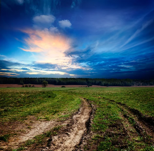 Countryside landscape with dirt road — Stock Photo, Image