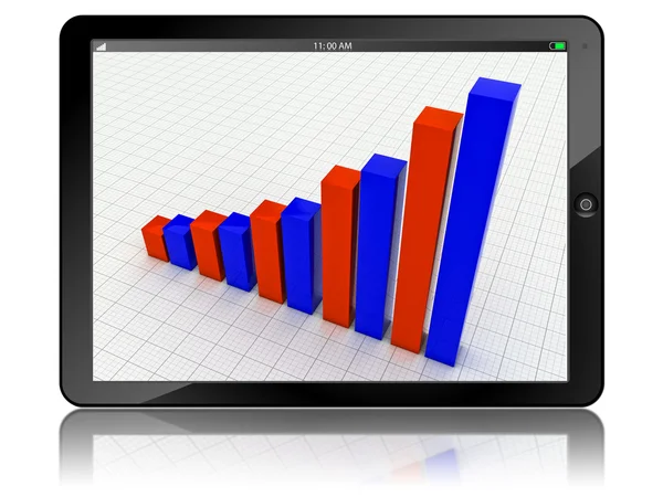 Počítač tablet pc s obchodní graf — Stock fotografie