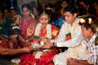 Chennai, Hindistan - Ağustos 29: Hint (Tamilce) geleneksel düğün c