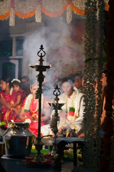 Chennai, india - augusztus 29: indiai (tamil) hagyományos esküvői c — Stock Fotó
