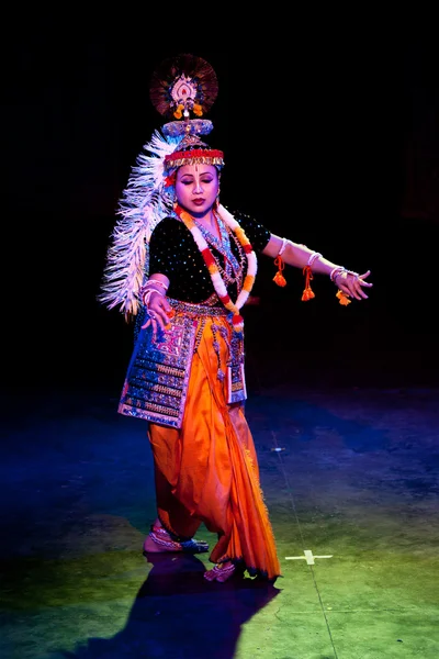 Indian classical dance Manipuri preformance on dezembro 12, 2010 in Chennai — Fotografia de Stock