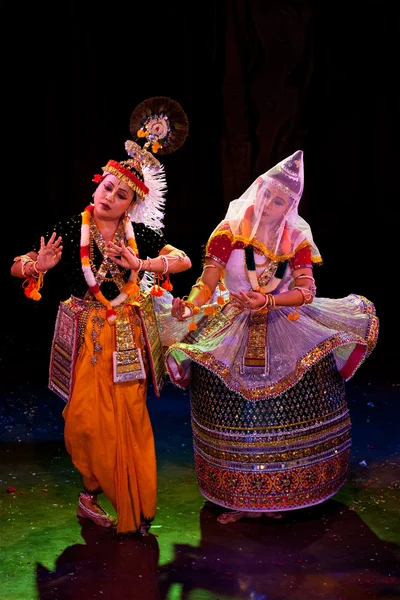 Chennai, india - 12 december: Indiase klassieke dans manipuri pr — Stockfoto