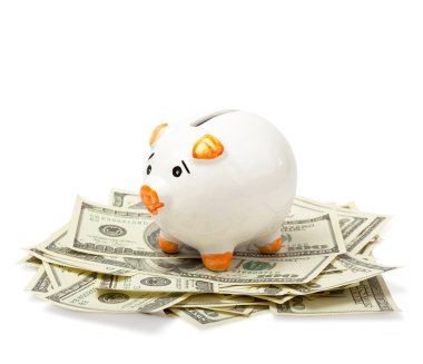 Piggy bank on dollars clipart