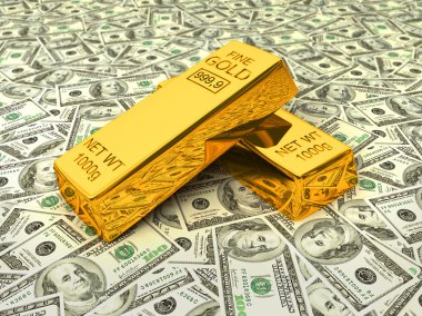 Gold bars on dollars clipart