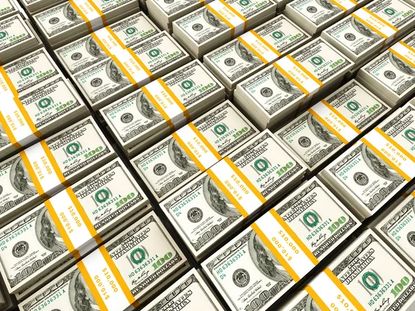Background of rows of dollar bundles — Stock Photo, Image