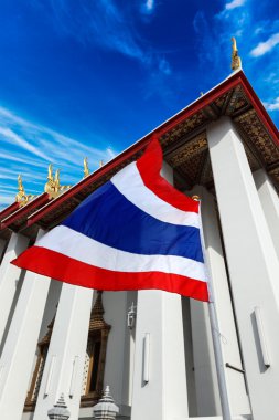 Thailand flag and Buddhist temple clipart