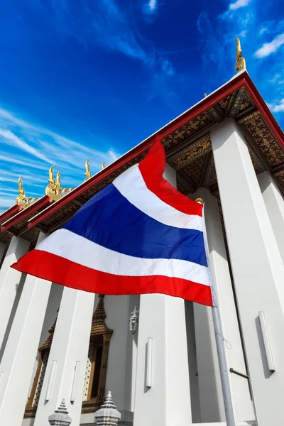 stock image Thailand flag and Buddhist temple