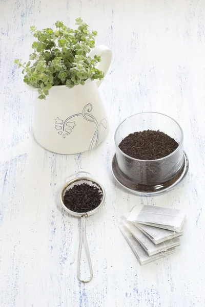 Composição com chá e ervas — Fotografia de Stock