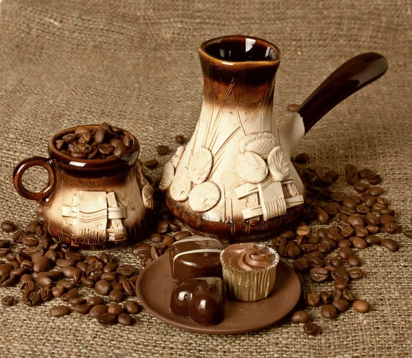 Ton-Set für Kaffee — Stockfoto