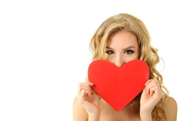 Girl with heart — Stock Photo, Image