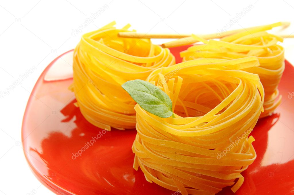 Pasta nests on a dish