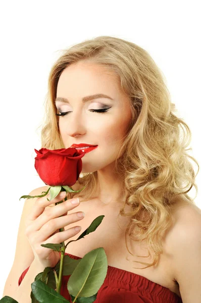 Portrait of a girl with rose — Stock Photo, Image