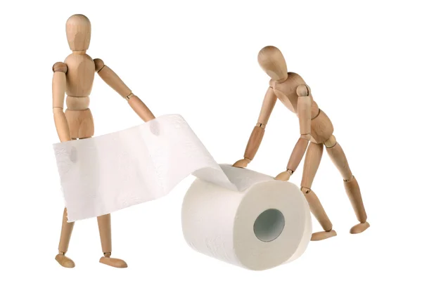 stock image Two dummy and toilet paper