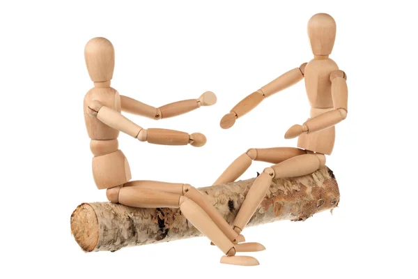 Two dummy and the log — Stock Photo, Image