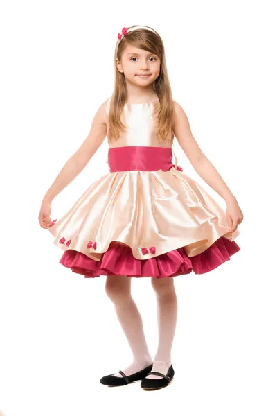 Attractive little lady in a dress — Stock Photo, Image