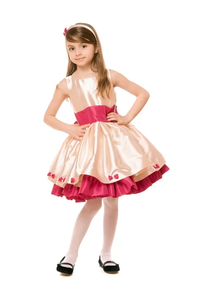 Speelse kleine dame in een jurk — Stockfoto