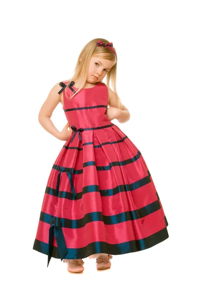 Blond meisje in een lange jurk — Stockfoto