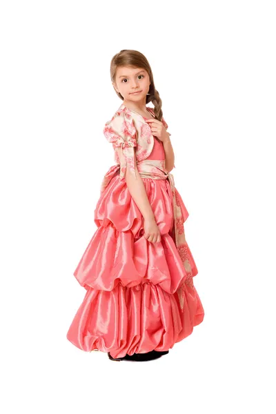 Υπέροχο μικρό κορίτσι σε ένα μακρύ φόρεμα — Φωτογραφία Αρχείου