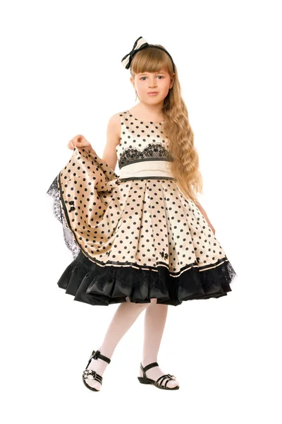 Cute little girl w sukience — Zdjęcie stockowe