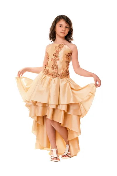 Malá holčička v elegantní večerní šaty — Stock fotografie