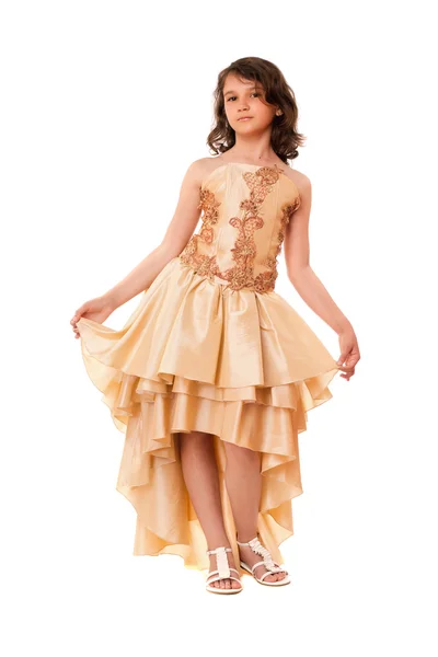 Roztomilá holčička v elegantní šaty — Stock fotografie