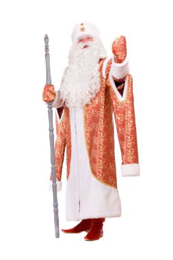 Ded Moroz with the stick in his hands clipart