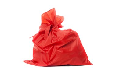 Red bag of Christmas gifts