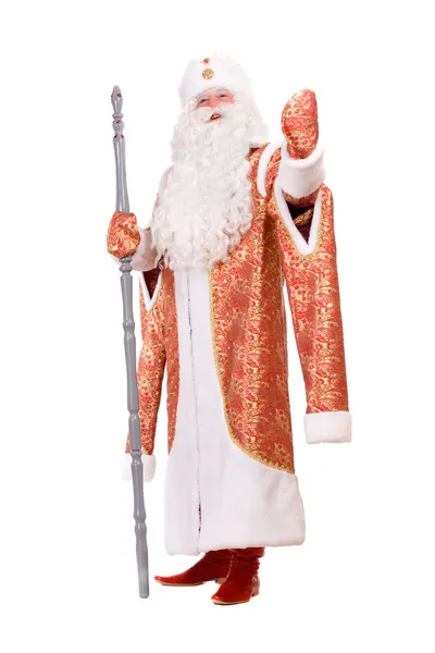 Ded Moroz avec le bâton dans les mains — Photo