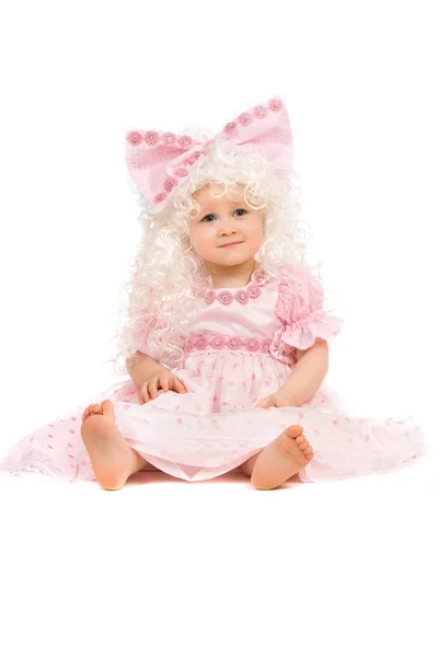 Baby girl in a pink dress — Stock Photo, Image
