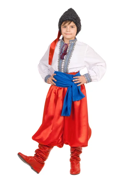 Chłopiec w ukraińskim stroju Narodowego. na białym tle — Zdjęcie stockowe