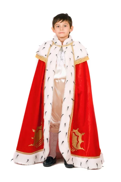 Jongen verkleed als een koning. geïsoleerd — Stockfoto