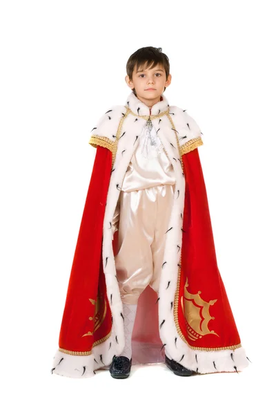 Boy dressed in a robe of King — Stock Photo, Image
